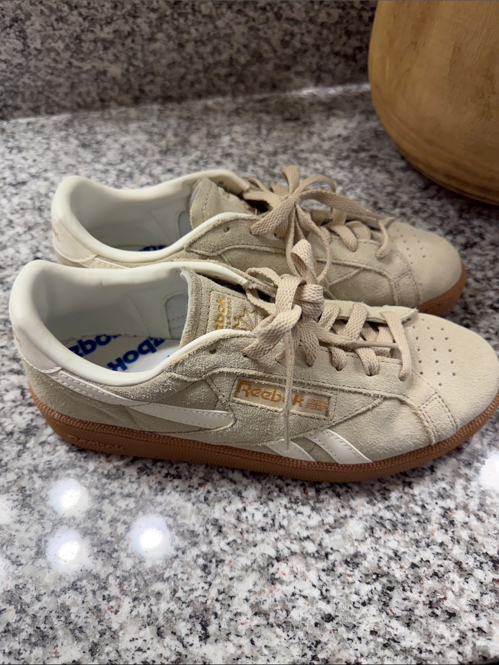 Reebok Beige Suede Sneakers with Gum Outsole